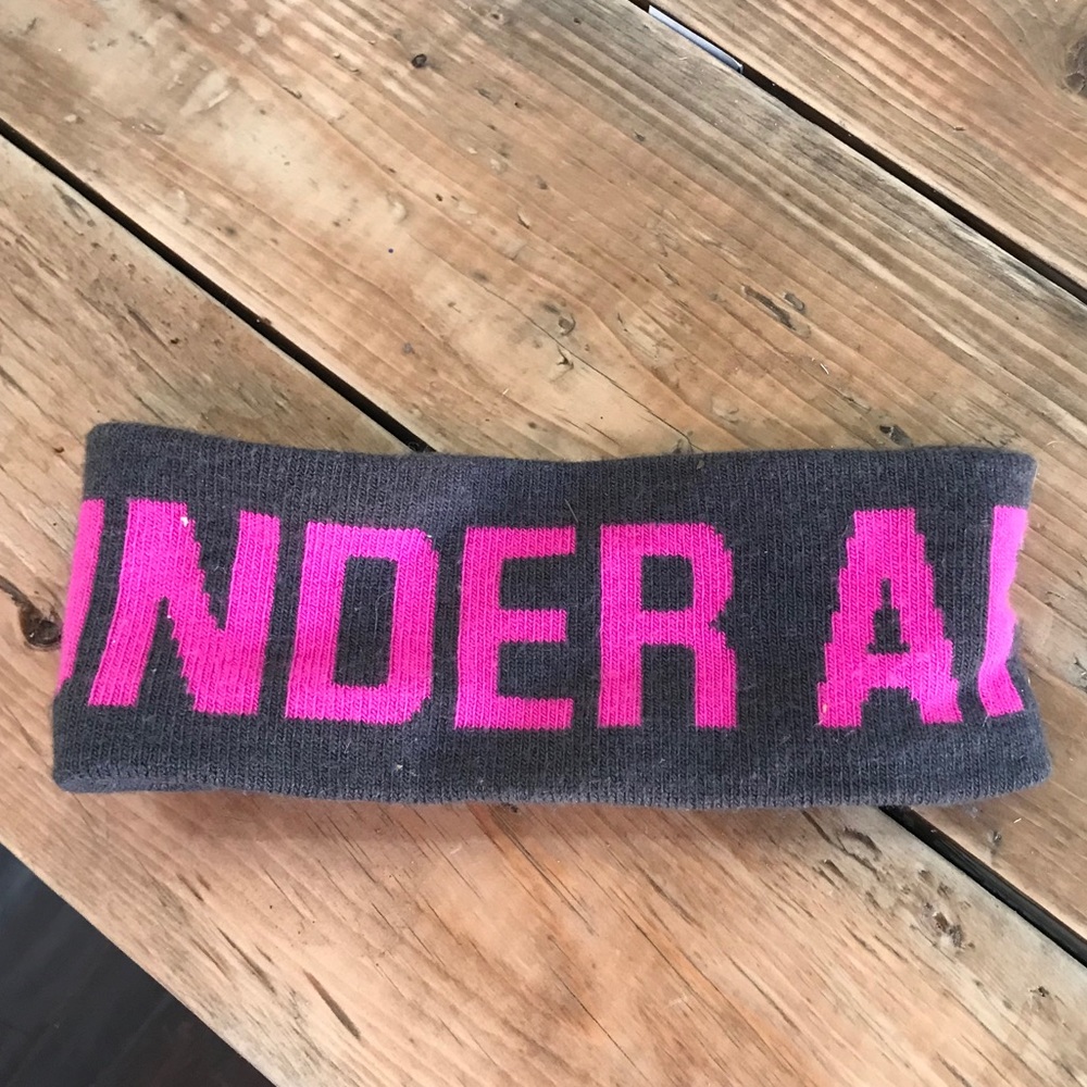 Under Armour Gray and Pink Fleece Head Band